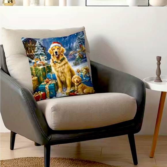 Two Golden Retriever Christmas pillows - Picture 4 of 7